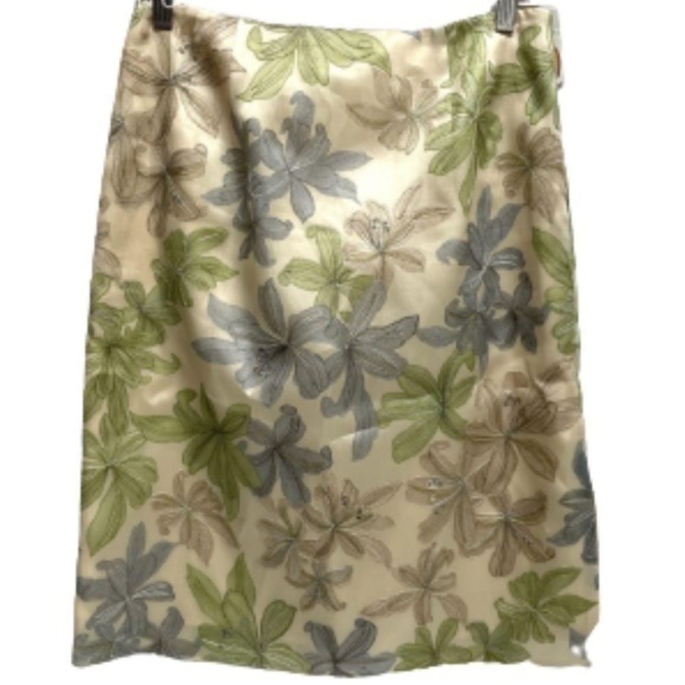 Talbots pure silk floral midi skirt NWT size 8P